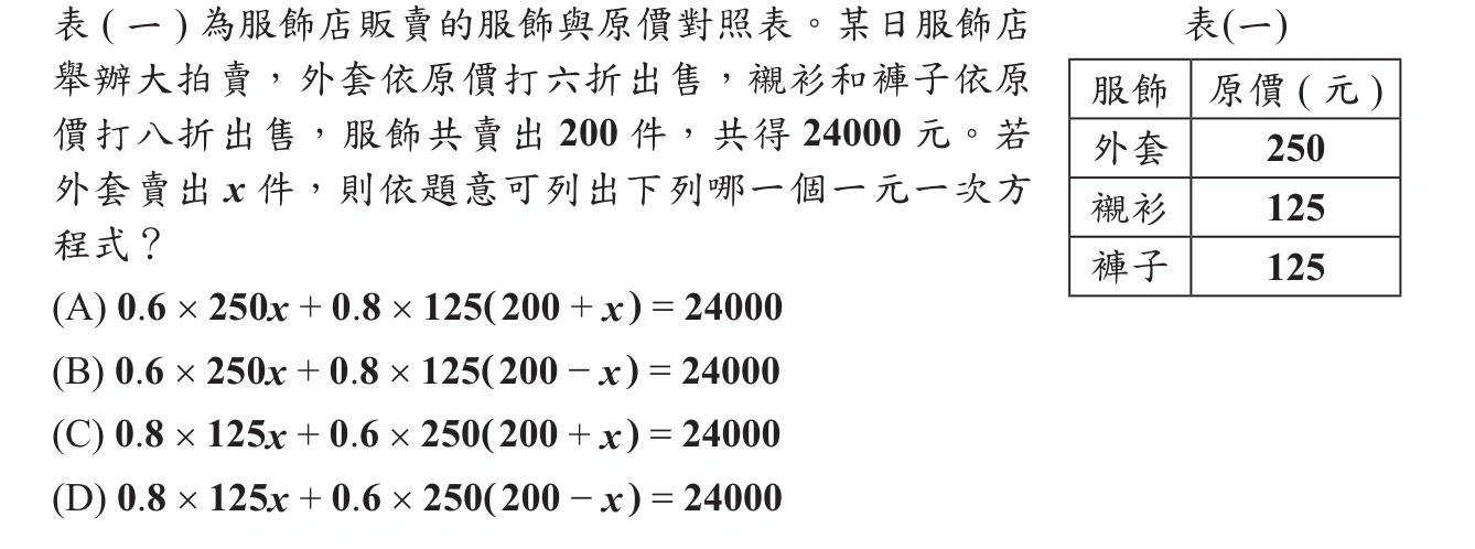 102年會考數學第5題