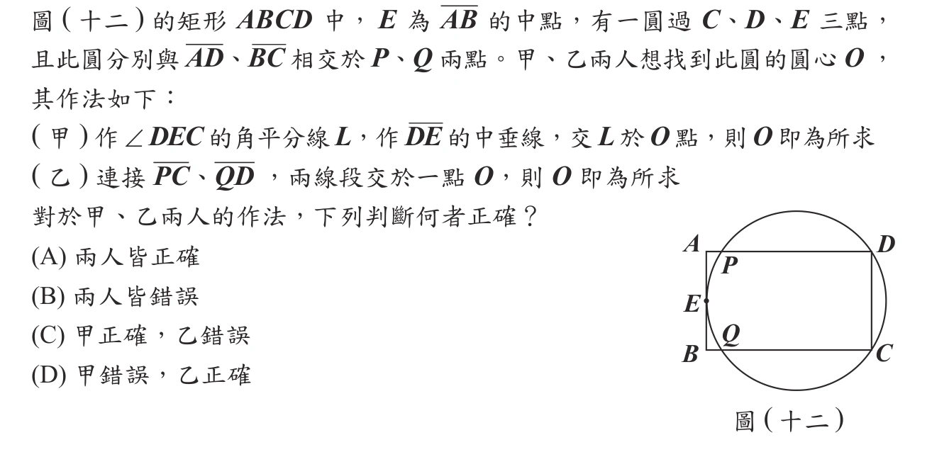 105年會考數學第22題
